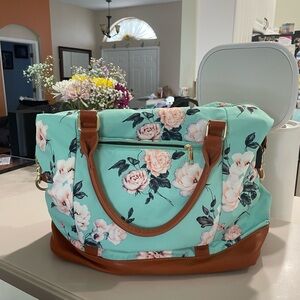 floral teal bag